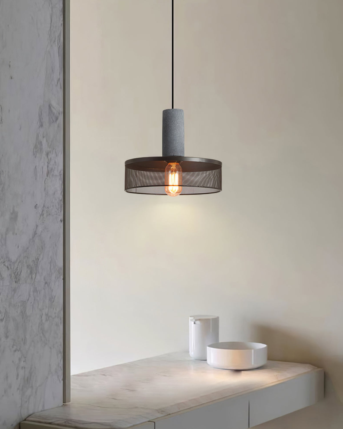 Urban Concrete Pendant Light | Industrial LED Hanging Lamp | Metal Nordic Dining Room