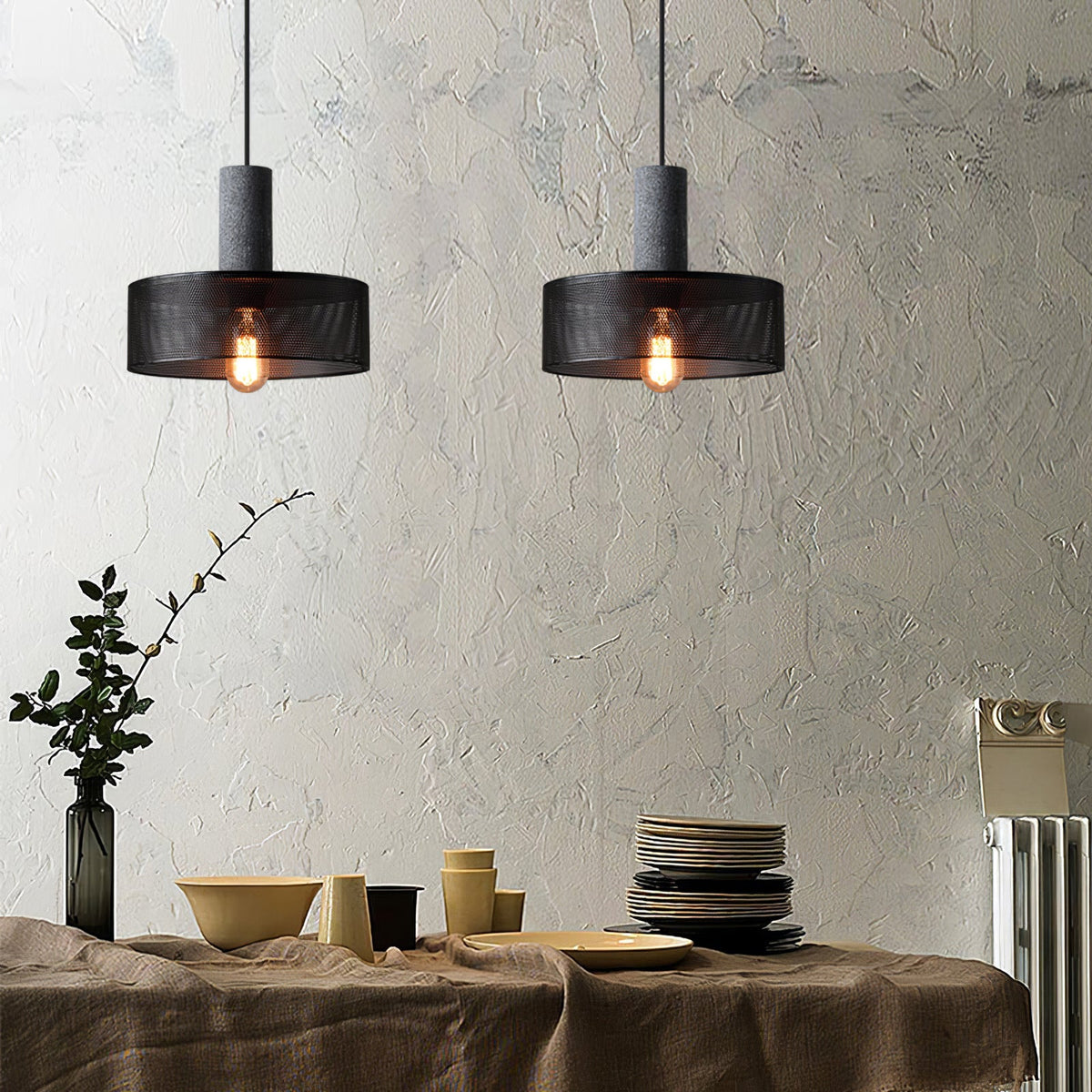 Urban Concrete Pendant Light | Industrial LED Hanging Lamp | Metal Nordic Dining Room