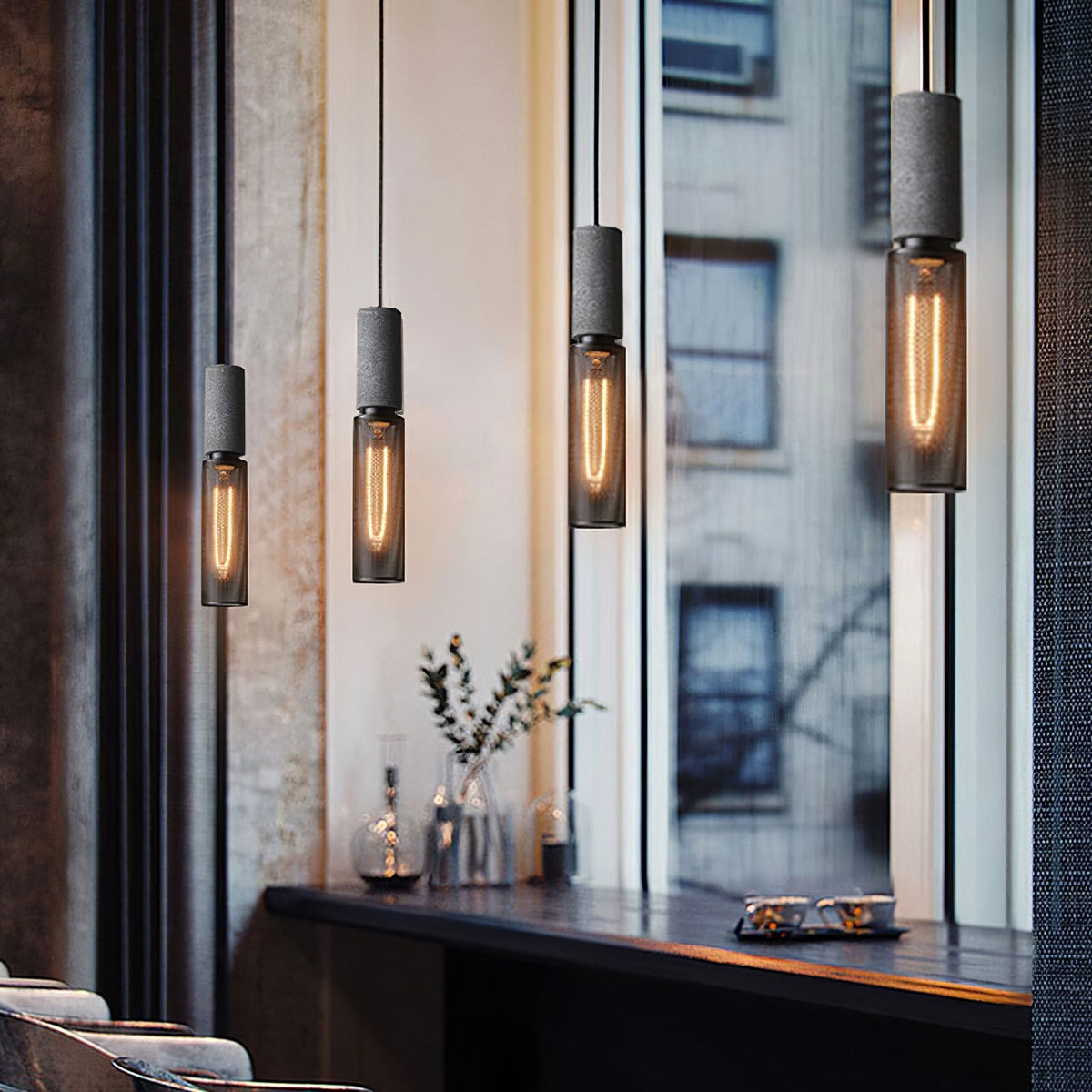 Urban Concrete Pendant Light | Industrial LED Hanging Lamp | Metal Nordic Dining Room