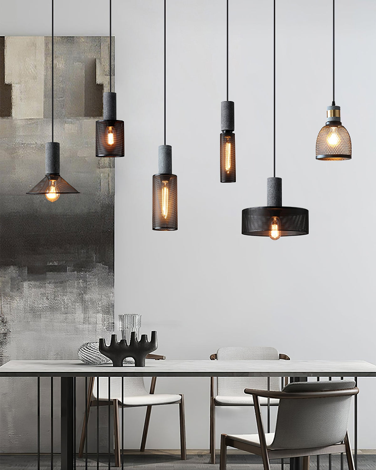 Urban Concrete Pendant Light | Industrial LED Hanging Lamp | Metal Nordic Dining Room