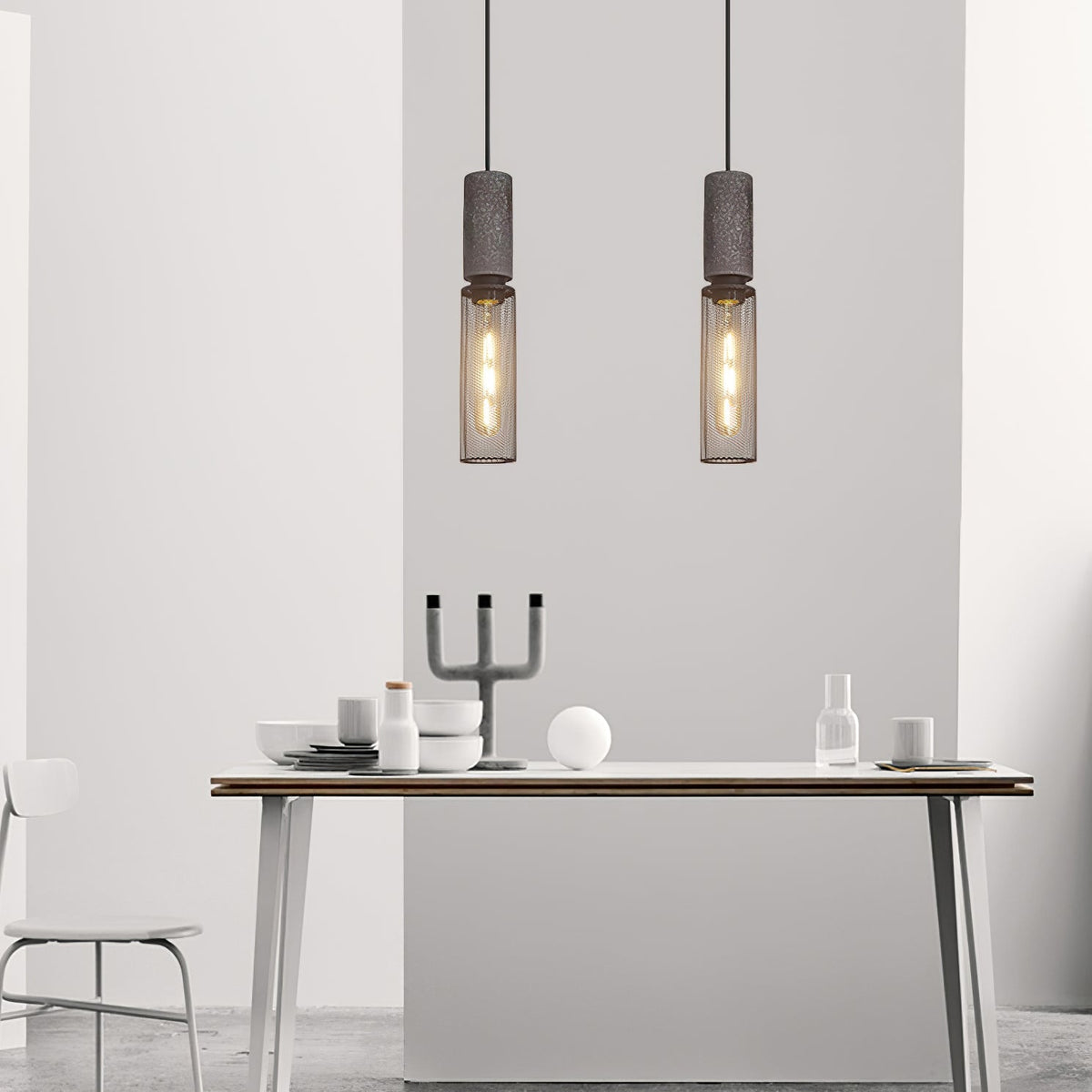 Urban Concrete Pendant Light | Industrial LED Hanging Lamp | Metal Nordic Dining Room