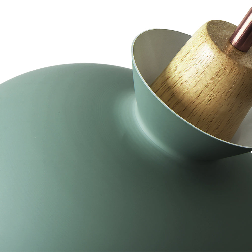 Modern Single Pendant Dome Light | Scandinavian Metal Hanging Lamp | Wood Adjustable Nordic