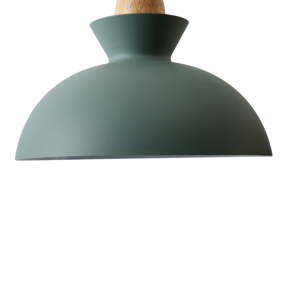 Modern Single Pendant Dome Light | Scandinavian Metal Hanging Lamp | Wood Adjustable Nordic