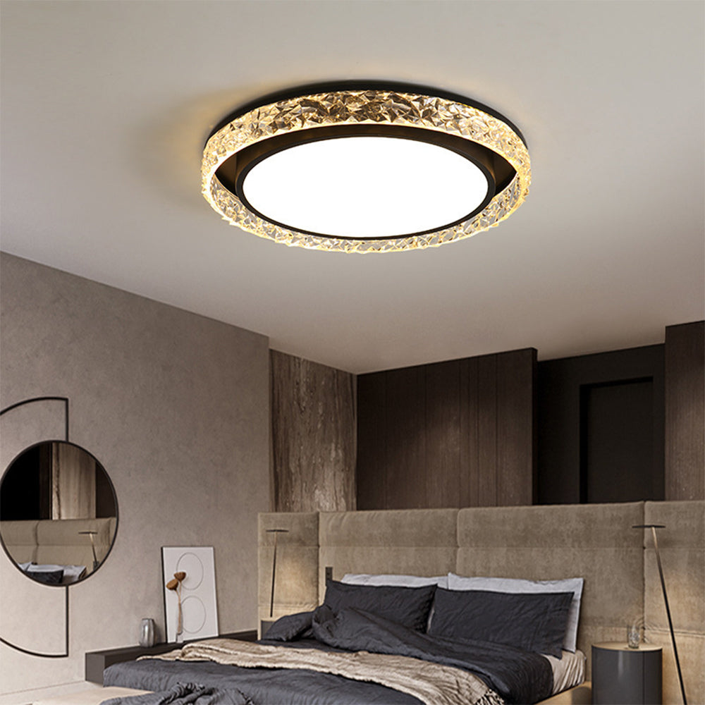 Crystal Halo LED Ceiling Light | Remote Dimmable Flush Mount | Adjustable Bedroom