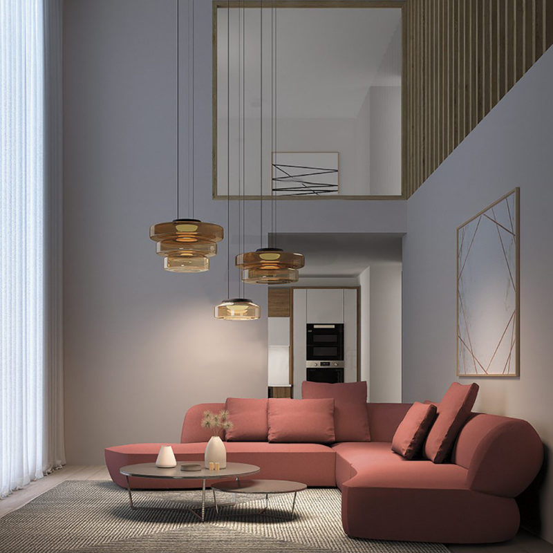 Glass Pendant Lamp | Bauhaus Style Hanging Light | Dining Room