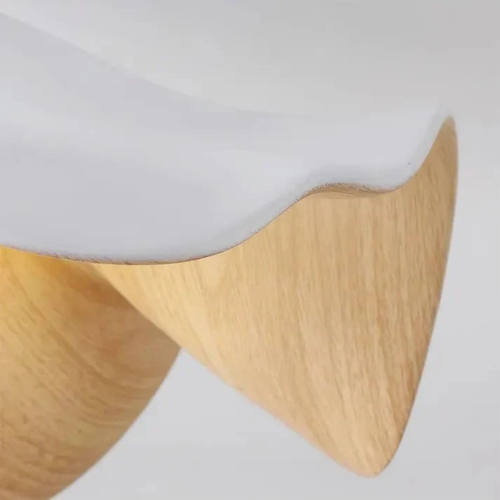 Scandinavian Wooden Lotus Ceiling Light | Resin & Iron Modern Flush Lamp | Wood Nordic Bedroom