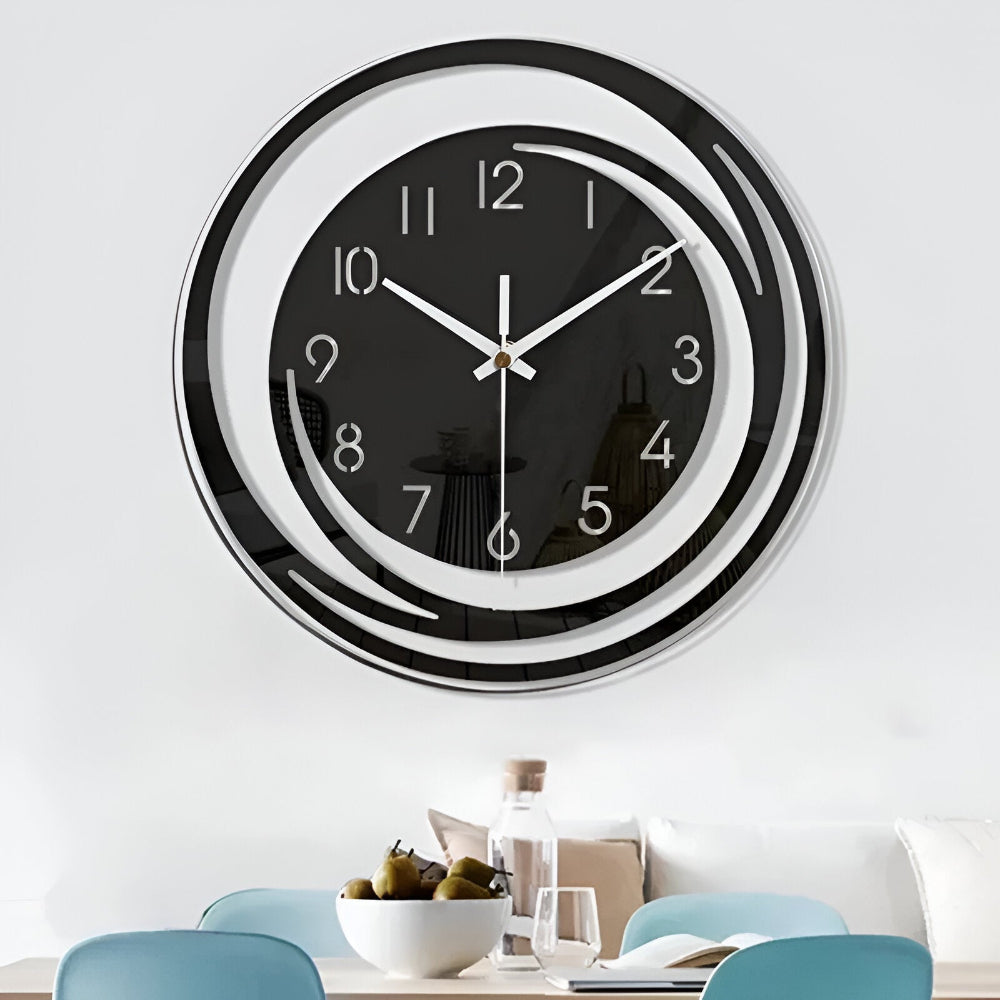 Sorana Wall Clock | Modern Black Acrylic Scandinavian Design | Silent Nordic Kitchen