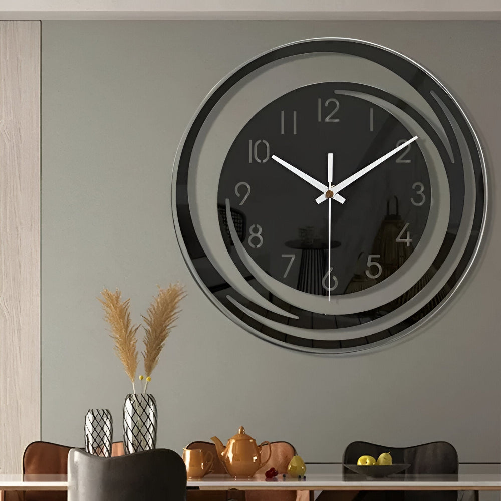 Sorana Wall Clock | Modern Black Acrylic Scandinavian Design | Silent Nordic Kitchen
