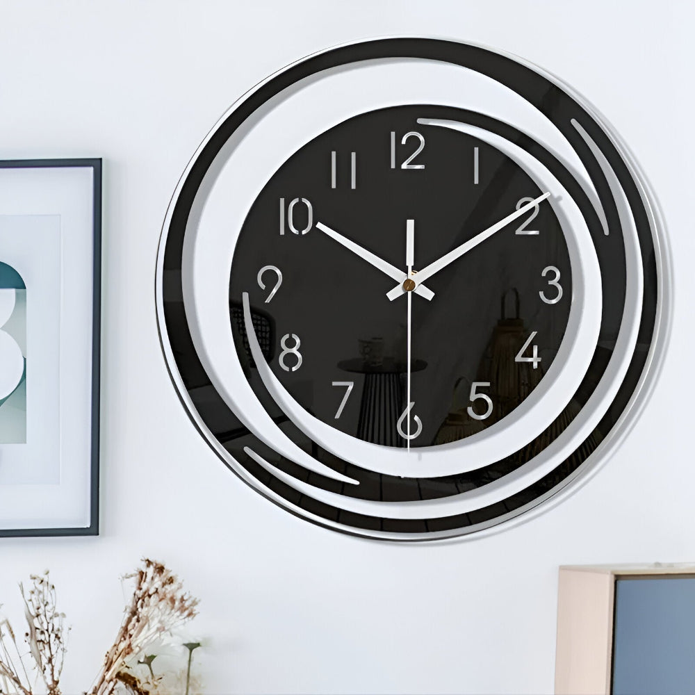 Sorana Wall Clock | Modern Black Acrylic Scandinavian Design | Silent Nordic Kitchen