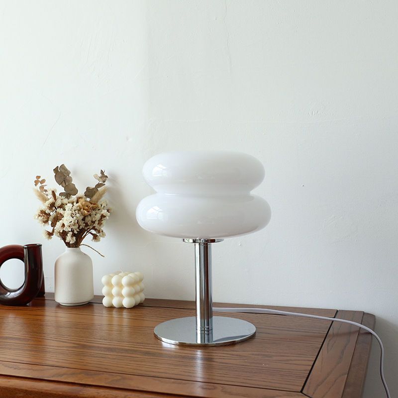 Italian Designer Glass Table Lamp | Modern Retro Accent Light | Polished Chrome LED Handcrafted