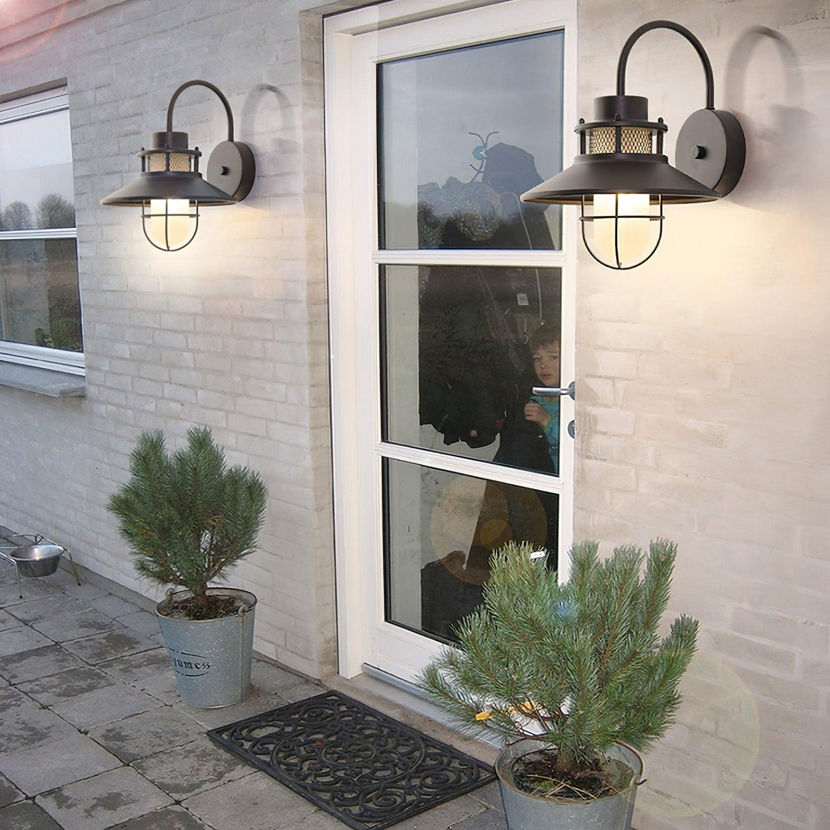 Felix Outdoor Wall Lamp | Industrial Waterproof Light Fixture | Glass LED Solar Garden