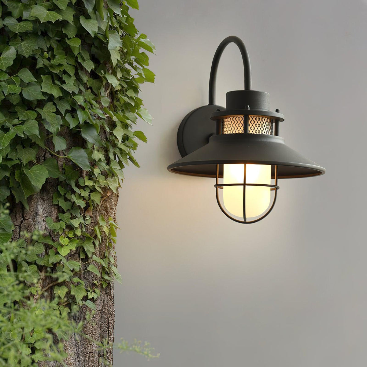 Felix Outdoor Wall Lamp | Industrial Waterproof Light Fixture | Glass LED Solar Garden