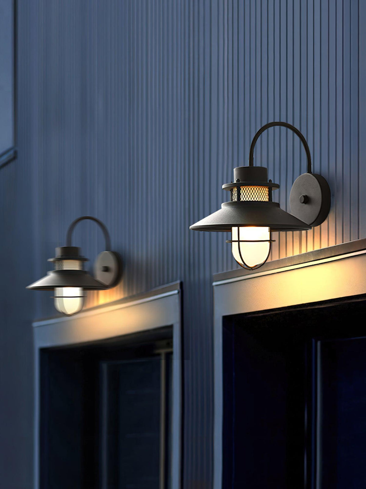 Felix Outdoor Wall Lamp | Industrial Waterproof Light Fixture | Glass LED Solar Garden