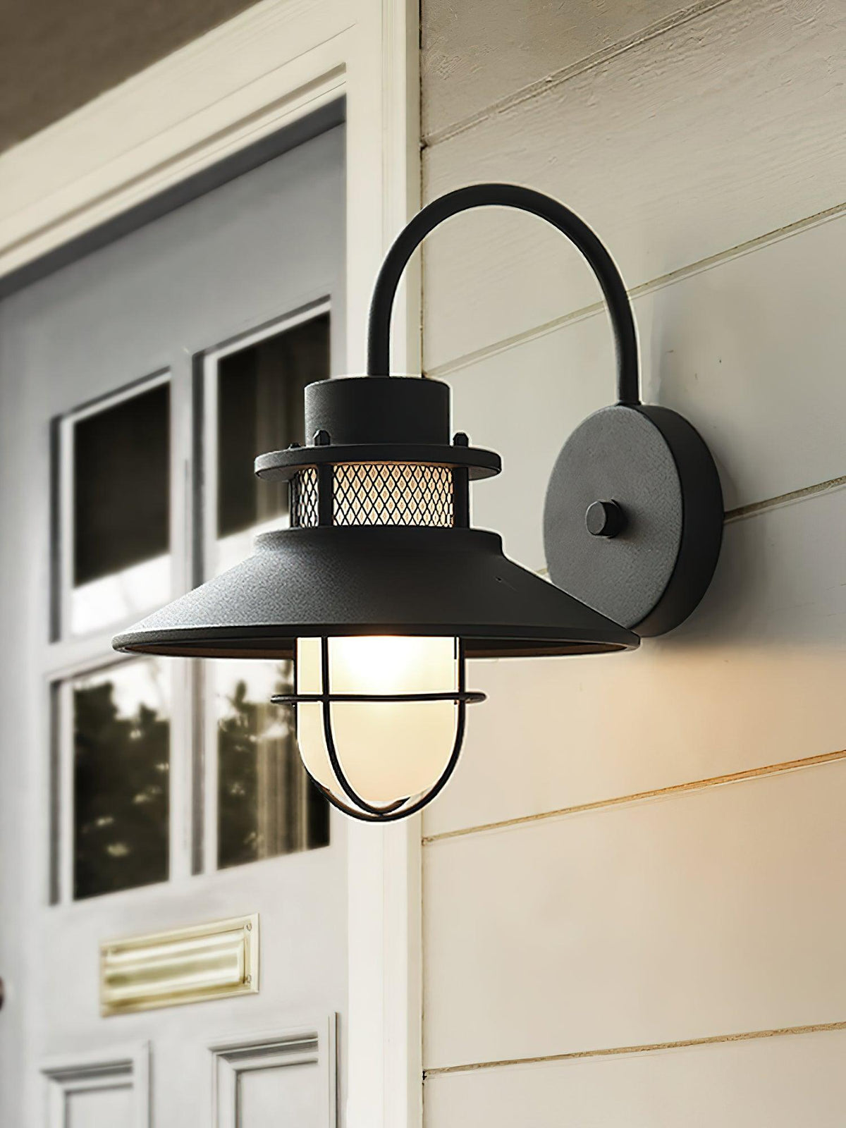 Felix Outdoor Wall Lamp | Industrial Waterproof Light Fixture | Glass LED Solar Garden