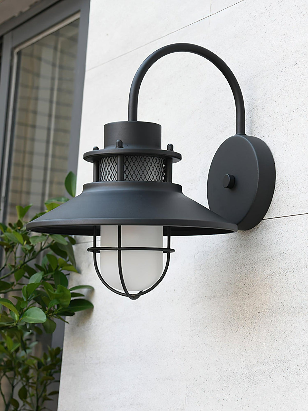 Felix Outdoor Wall Lamp | Industrial Waterproof Light Fixture | Glass LED Solar Garden