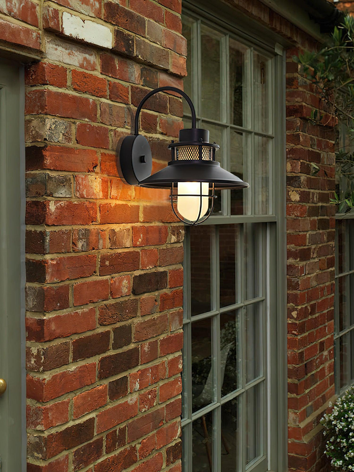 Felix Outdoor Wall Lamp | Industrial Waterproof Light Fixture | Glass LED Solar Garden