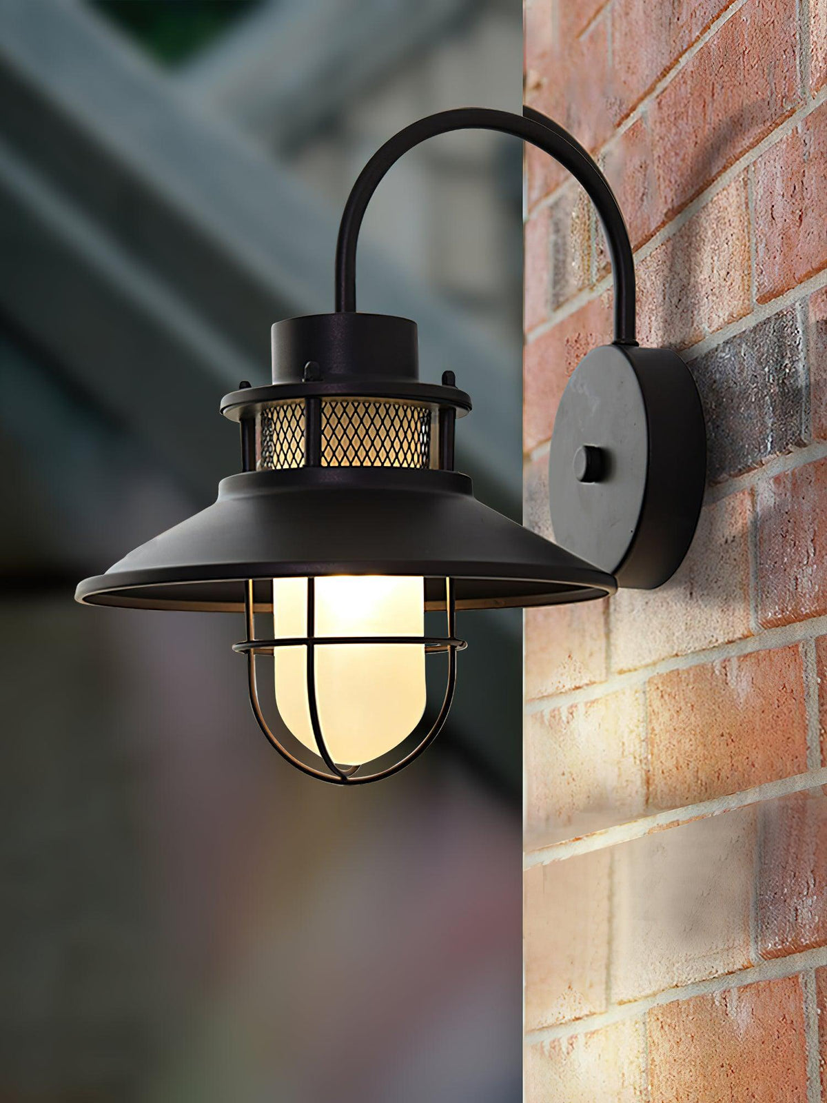 Felix Outdoor Wall Lamp | Industrial Waterproof Light Fixture | Glass LED Solar Garden