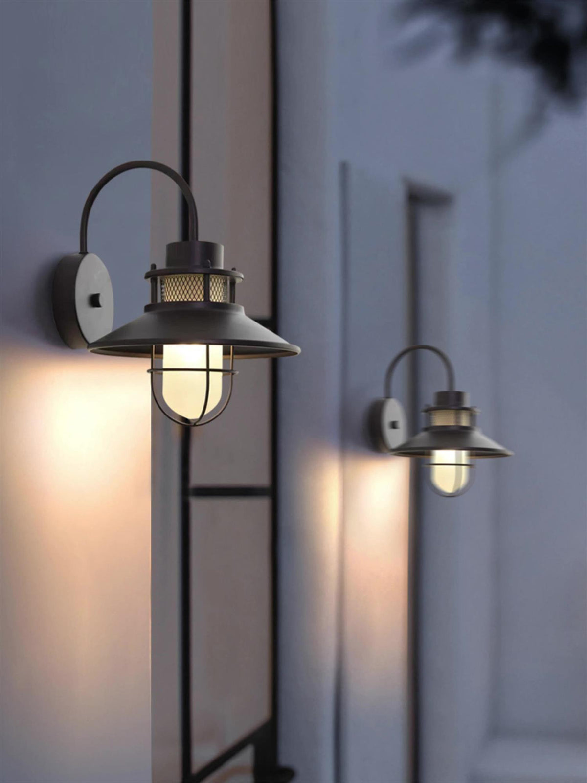 Felix Outdoor Wall Lamp | Industrial Waterproof Light Fixture | Glass LED Solar Garden