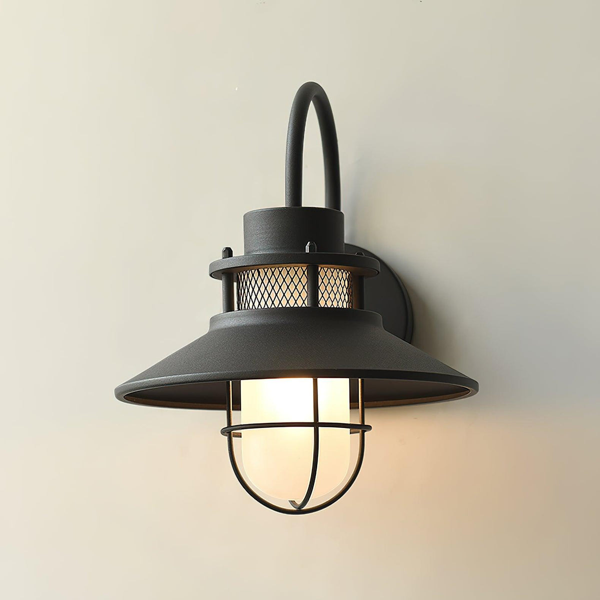 Felix Outdoor Wall Lamp | Industrial Waterproof Light Fixture | Glass LED Solar Garden
