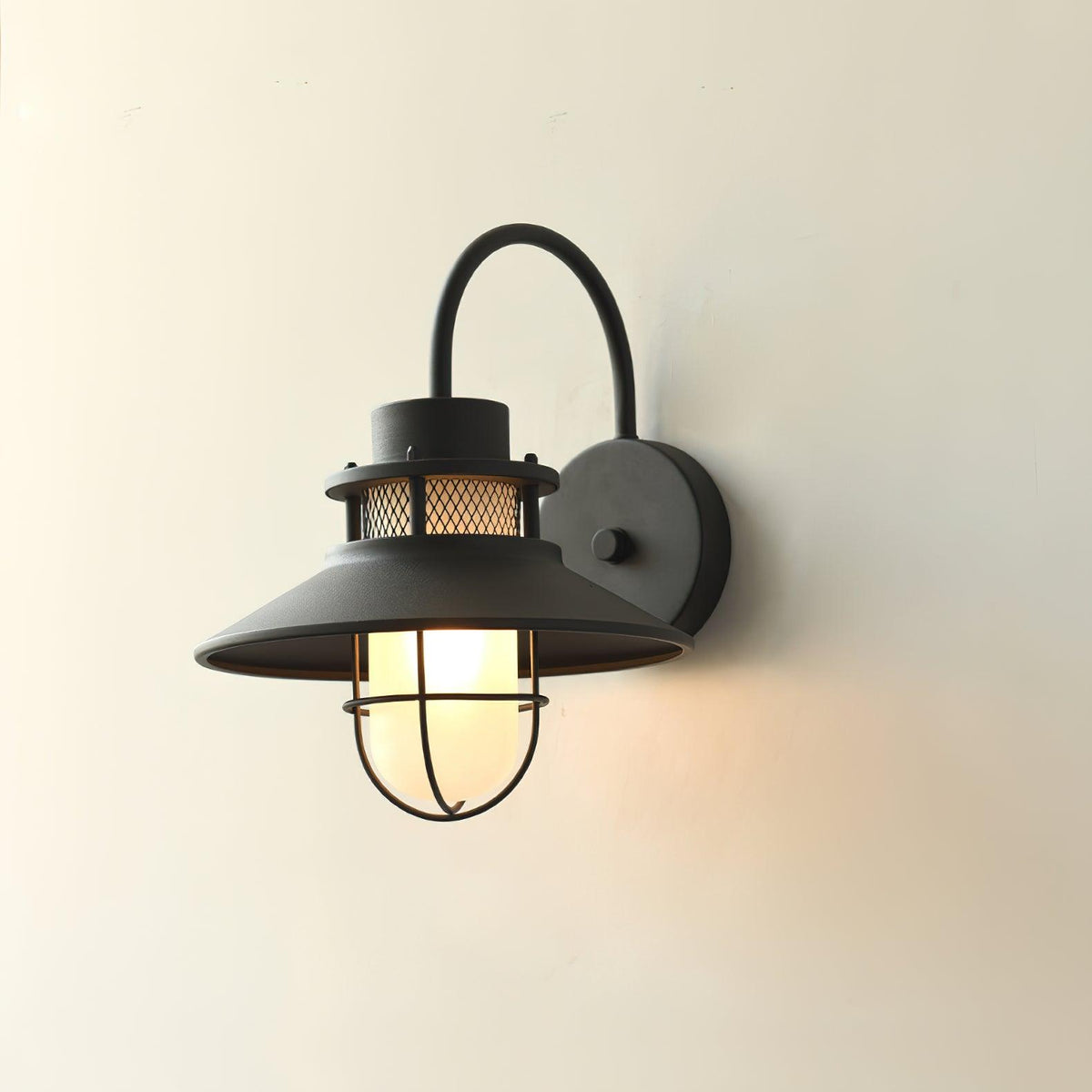 Felix Outdoor Wall Lamp | Industrial Waterproof Light Fixture | Glass LED Solar Garden