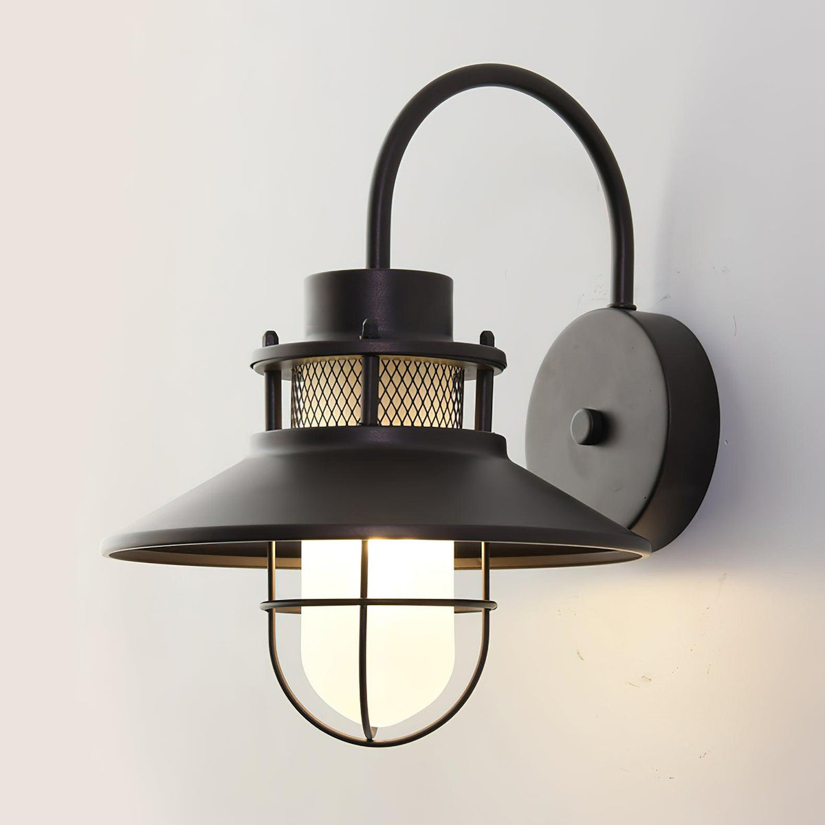 Felix Outdoor Wall Lamp | Industrial Waterproof Light Fixture | Glass LED Solar Garden