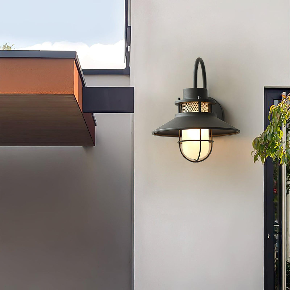Felix Outdoor Wall Lamp | Industrial Waterproof Light Fixture | Glass LED Solar Garden