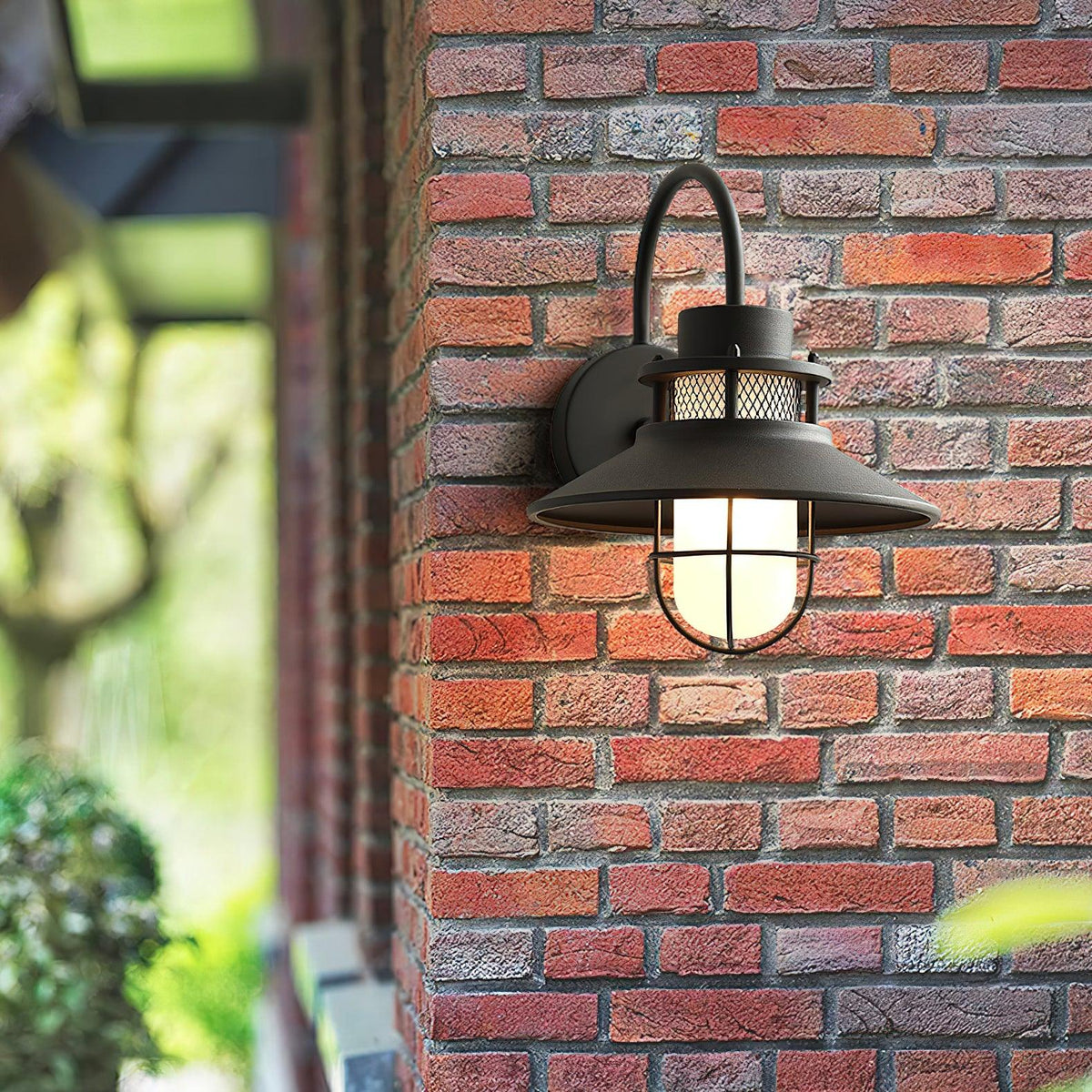 Felix Outdoor Wall Lamp | Industrial Waterproof Light Fixture | Glass LED Solar Garden