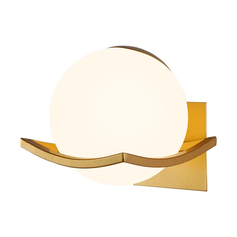 Makar Wall Light | Modern European Glass Globe Sconce | Metal Bedroom