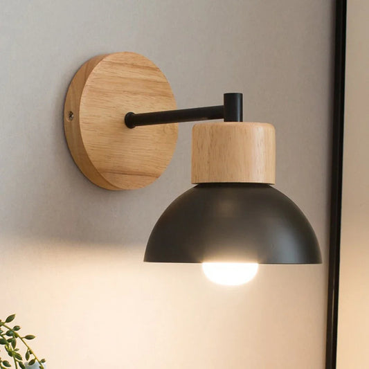 Wood & Metal Wall Lamp | Modern Nordic Bedside Light | Bedroom