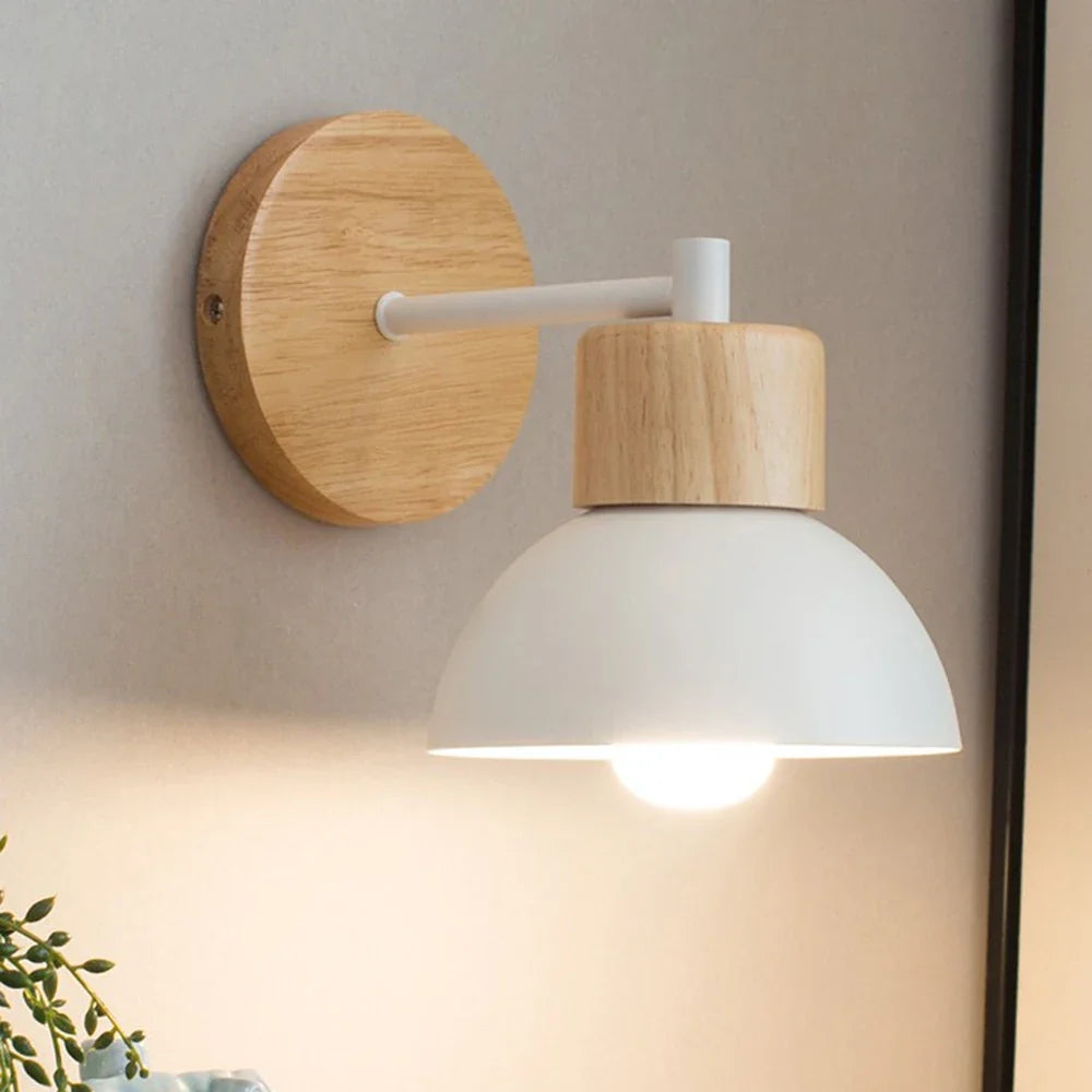 Wood & Metal Wall Lamp | Modern Nordic Bedside Light | Bedroom