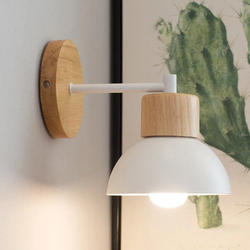 Wood & Metal Wall Lamp | Modern Nordic Bedside Light | Bedroom