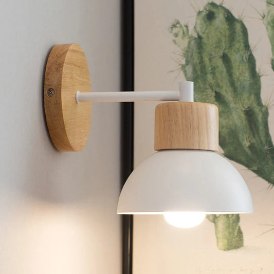 Wood & Metal Wall Lamp | Modern Nordic Bedside Light | Bedroom