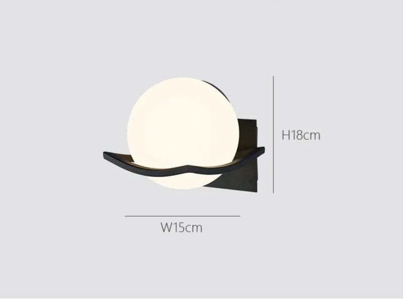 Makar Wall Light | Modern European Glass Globe Sconce | Metal Bedroom