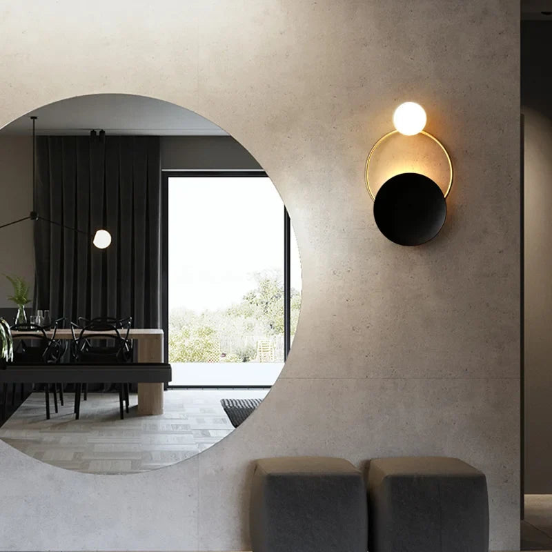 Designer Glass Wall Lamp | Modern Round Spherical Metal Light | Bedroom