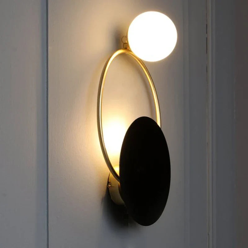 Designer Glass Wall Lamp | Modern Round Spherical Metal Light | Bedroom
