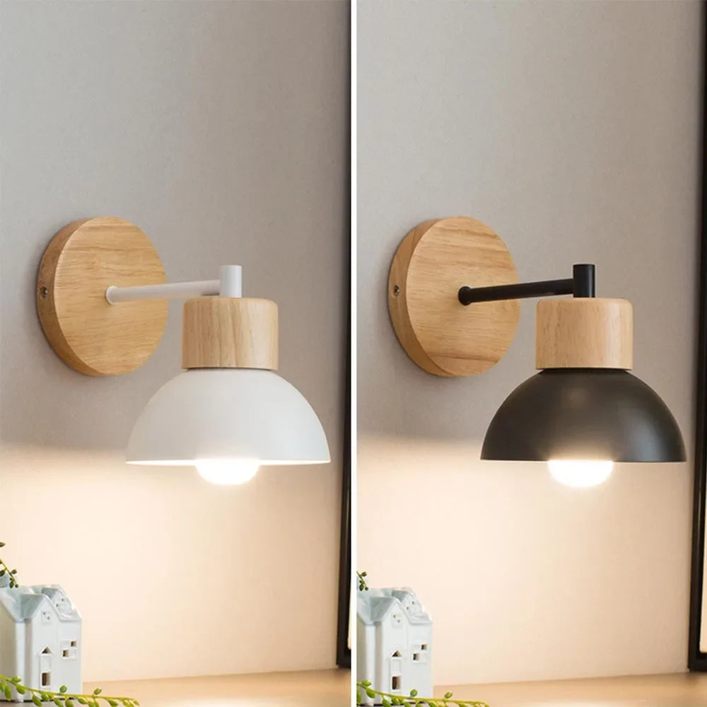 Wood & Metal Wall Lamp | Modern Nordic Bedside Light | Bedroom