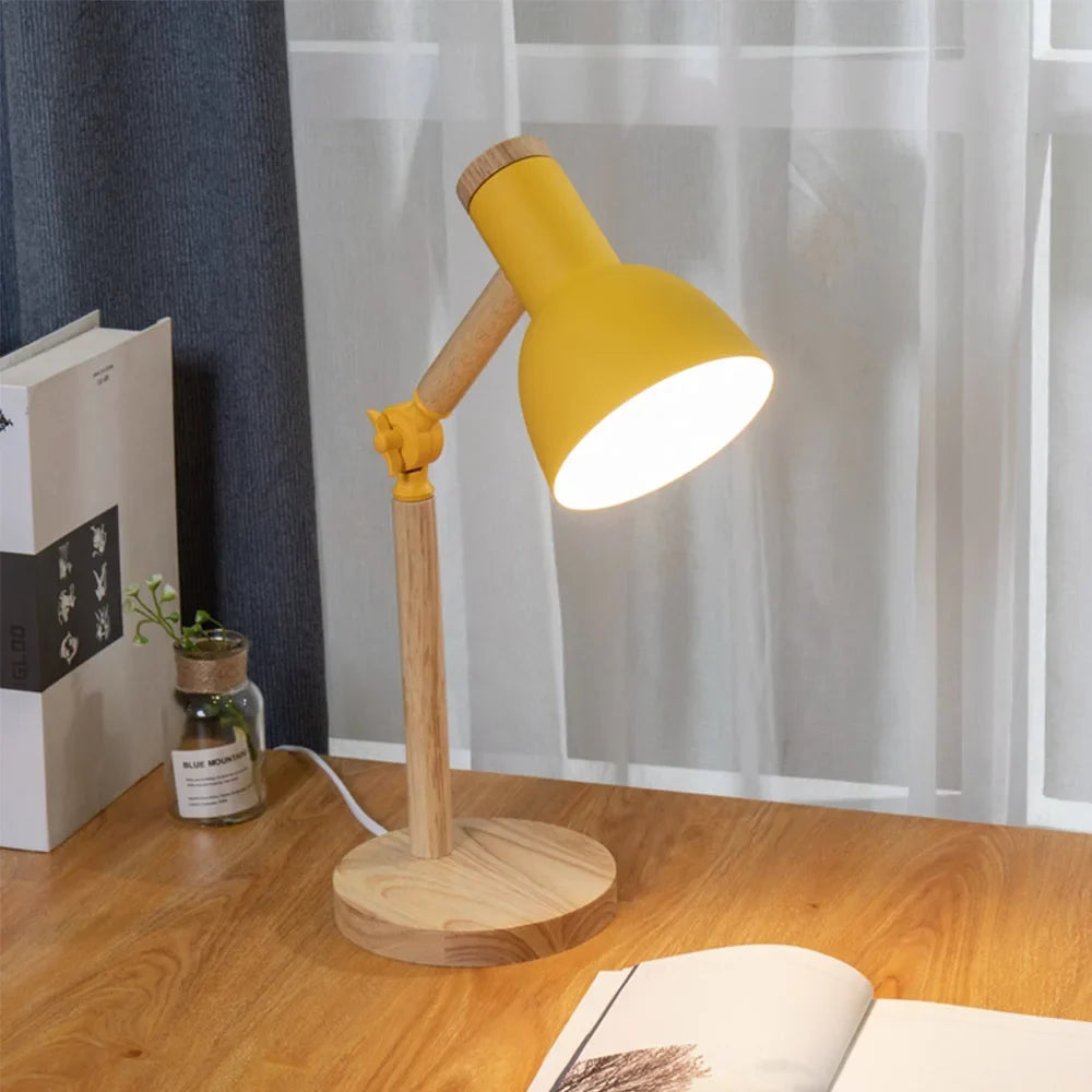 Nordic Wooden Desk Lamp | Adjustable Modern Table Light | Wood Bedside