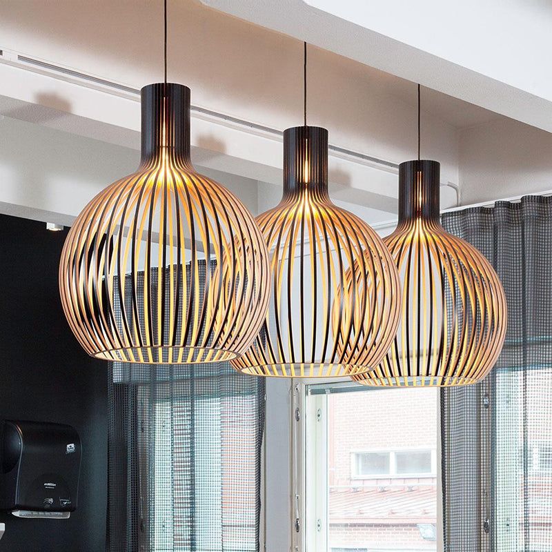 Handcrafted Wooden Pendant Light | Natural Scandinavian Design | Wood Adjustable Nordic
