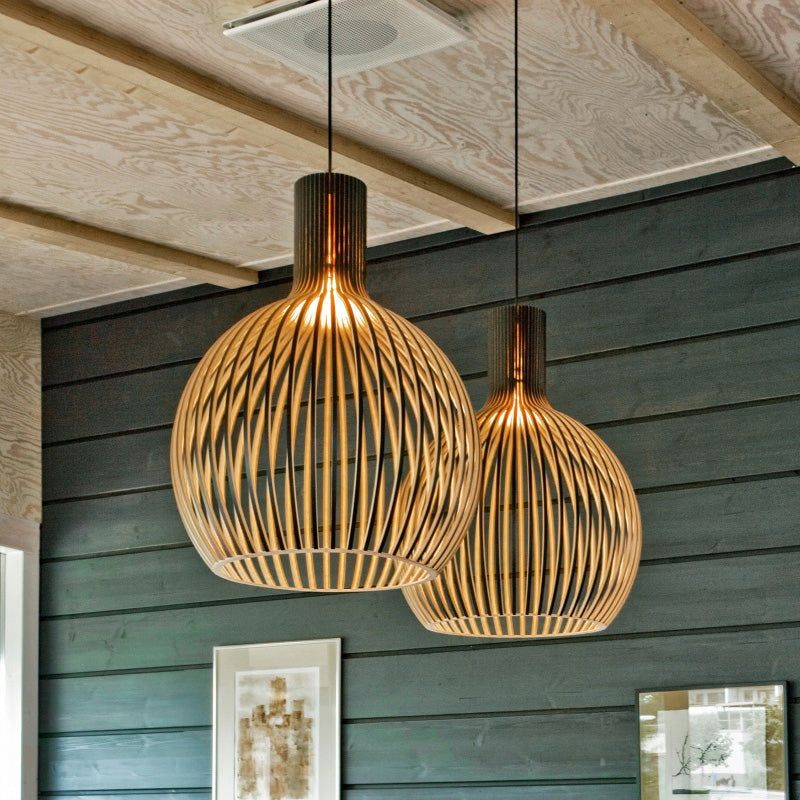 Handcrafted Wooden Pendant Light | Natural Scandinavian Design | Wood Adjustable Nordic