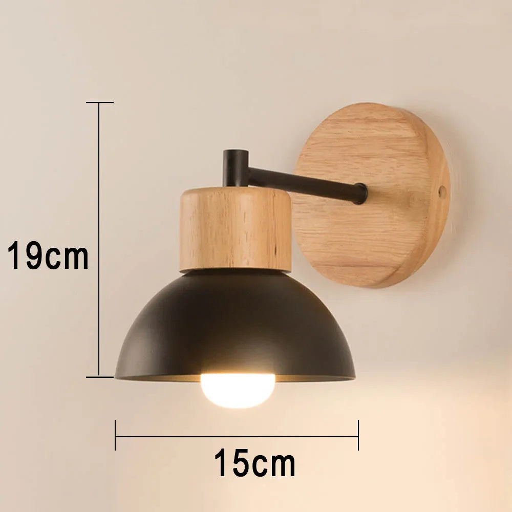 Wood & Metal Wall Lamp | Modern Nordic Bedside Light | Bedroom