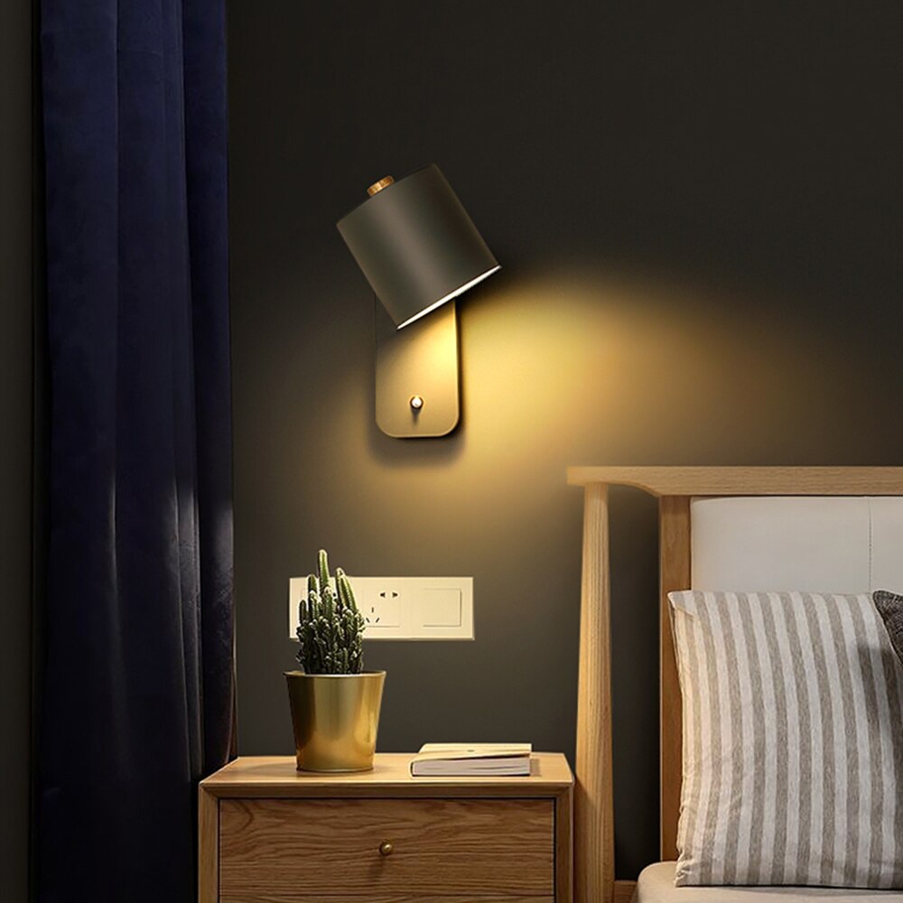 Modern LED Wall Lamp with Switch | Interior Wall Light | Metal Bedroom