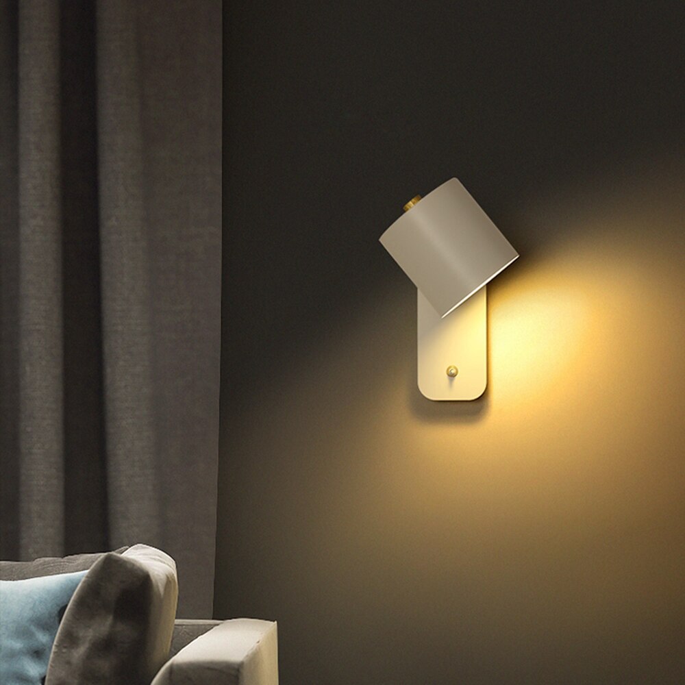 Modern LED Wall Lamp with Switch | Interior Wall Light | Metal Bedroom