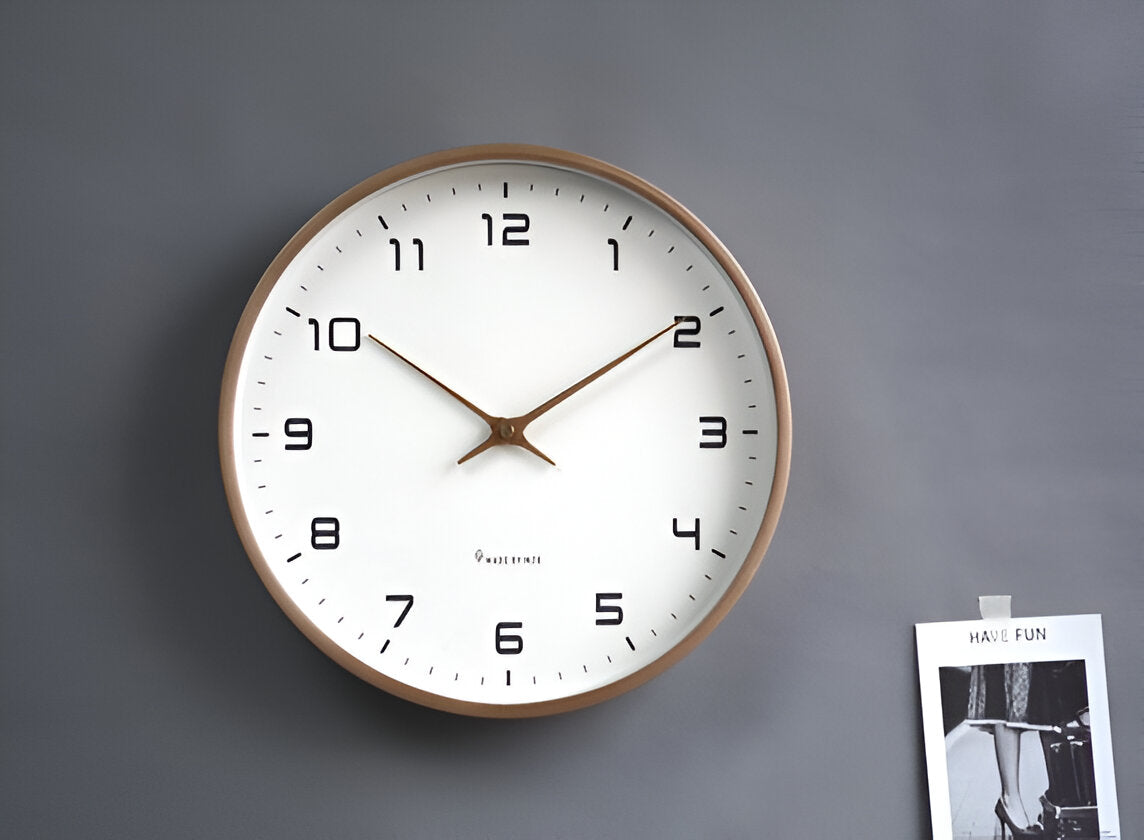 Nordic Wall Clock | Minimalist Wood Frame Design | Silent Kitchen
