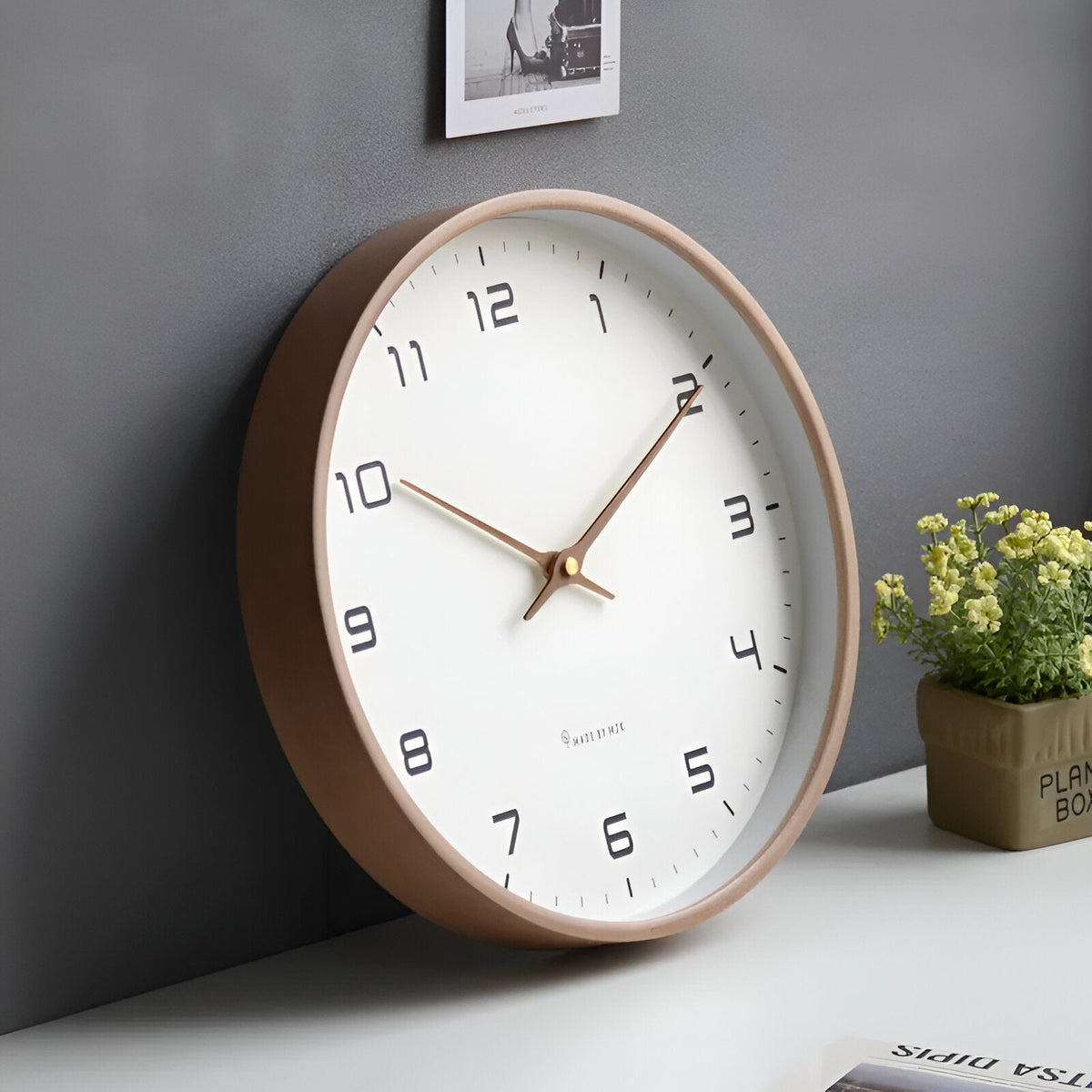 Nordic Wall Clock | Minimalist Wood Frame Design | Silent Kitchen