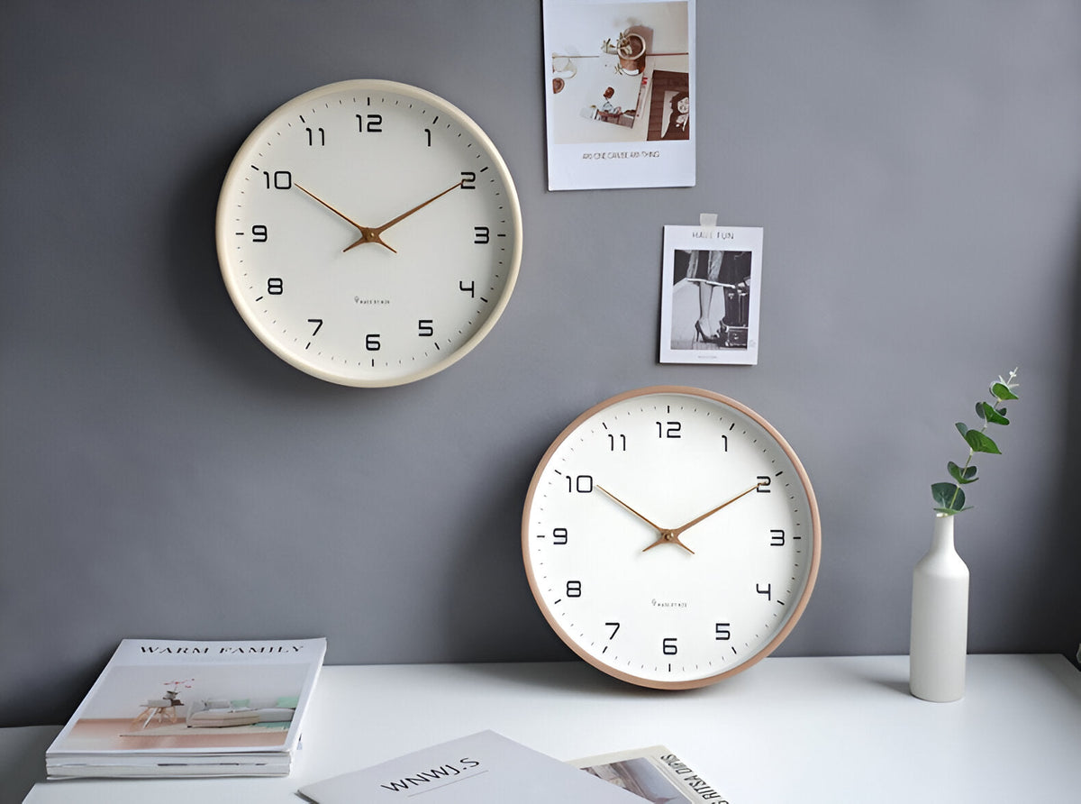 Nordic Wall Clock | Minimalist Wood Frame Design | Silent Kitchen