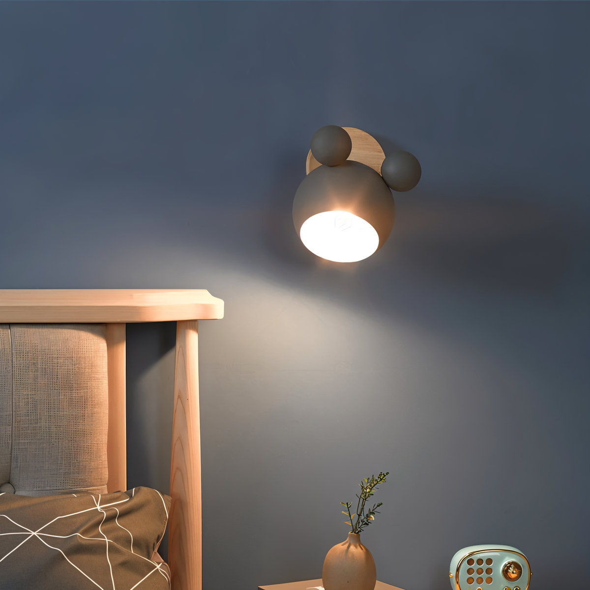 FlashMouse Wall Lamp | Playful Modern Design | Wall Light Wood Aluminium LED Adjustable Bedroom