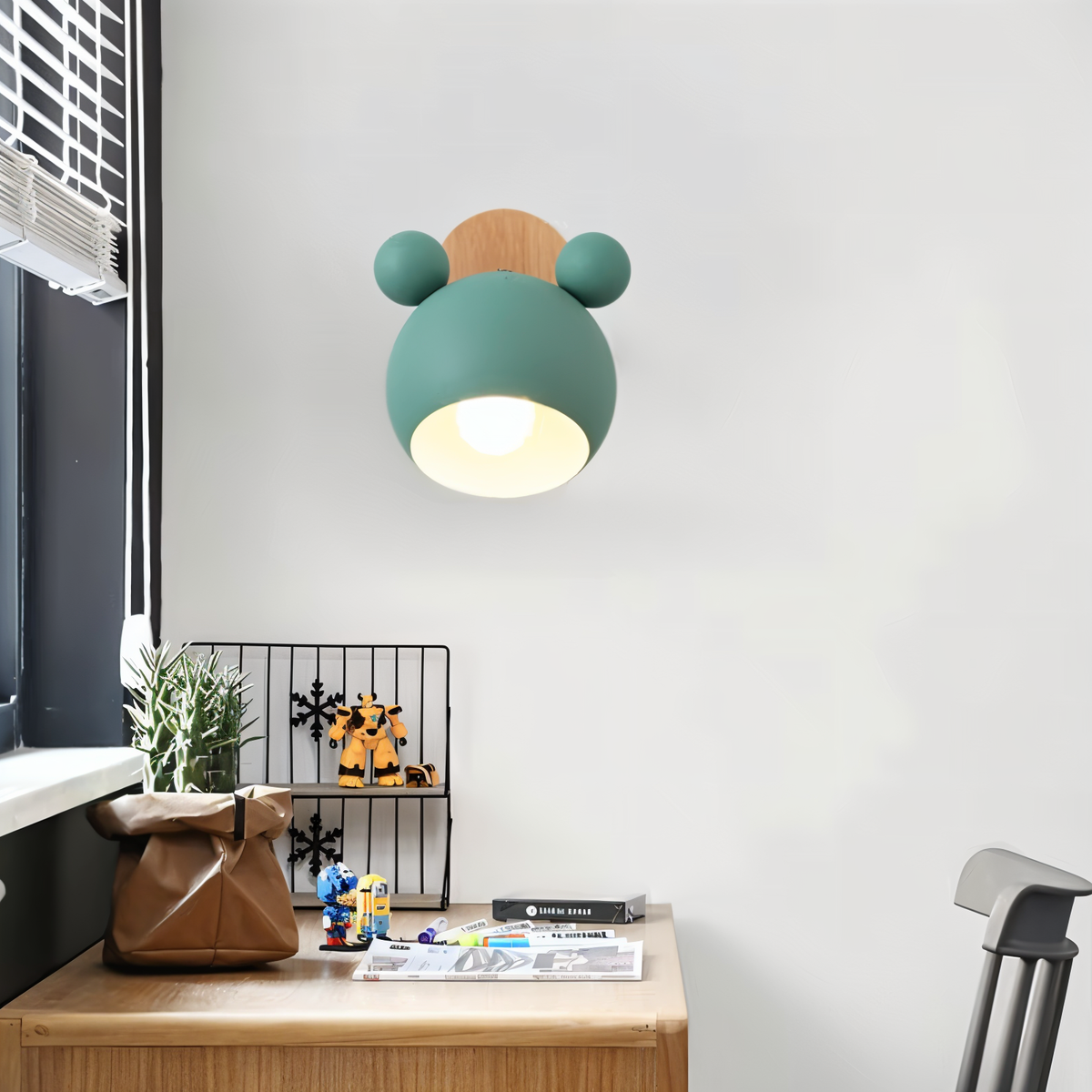 FlashMouse Wall Lamp | Playful Modern Design | Wall Light Wood Aluminium LED Adjustable Bedroom