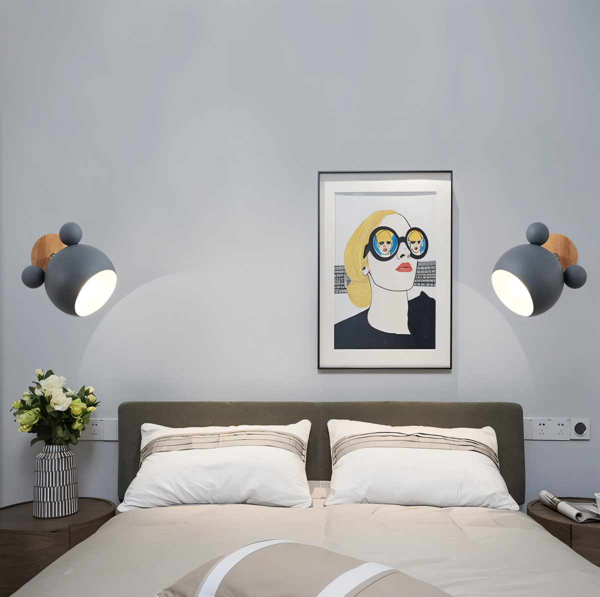 FlashMouse Wall Lamp | Playful Modern Design | Wall Light Wood Aluminium LED Adjustable Bedroom