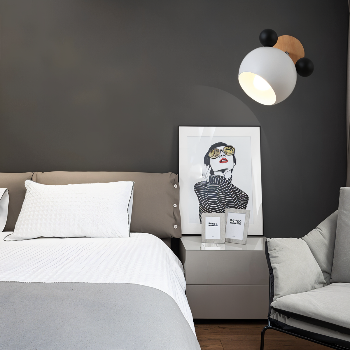 FlashMouse Wall Lamp | Playful Modern Design | Wall Light Wood Aluminium LED Adjustable Bedroom