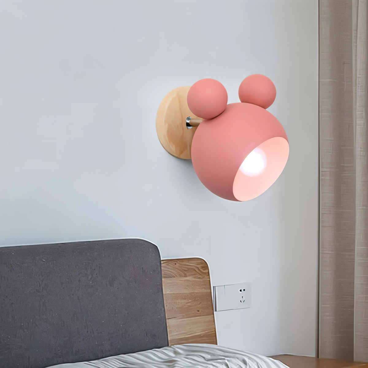 FlashMouse Wall Lamp | Playful Modern Design | Wall Light Wood Aluminium LED Adjustable Bedroom